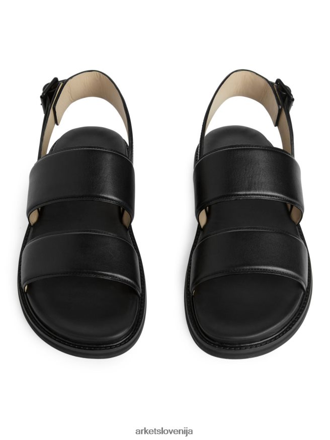 obutev sl ARKET moški usnjeni sandali z zaponko Črna 6X02XV1271