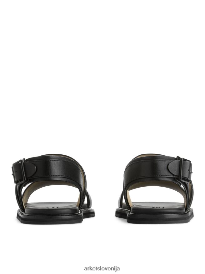 obutev sl ARKET moški usnjeni sandali z zaponko Črna 6X02XV1271