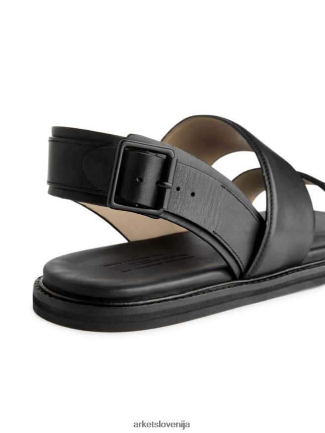 obutev sl ARKET moški usnjeni sandali z zaponko Črna 6X02XV1271