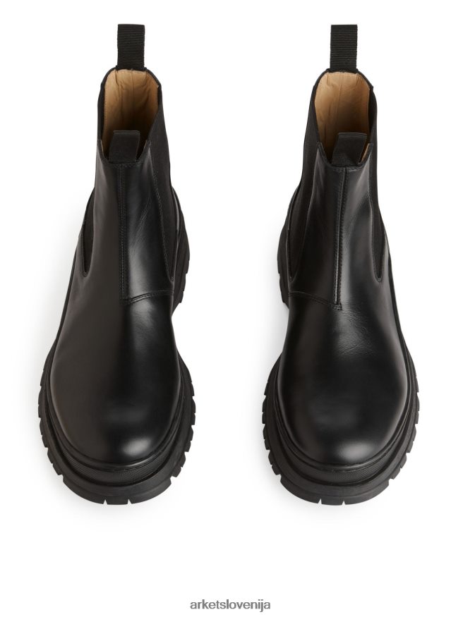 obutev sl ARKET moški usnjeni škornji z debelim podplatom Črna 6X02XV1282