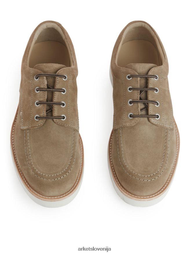obutev sl ARKET moški suede-vibram derbi čevlji bež 6X02XV1274