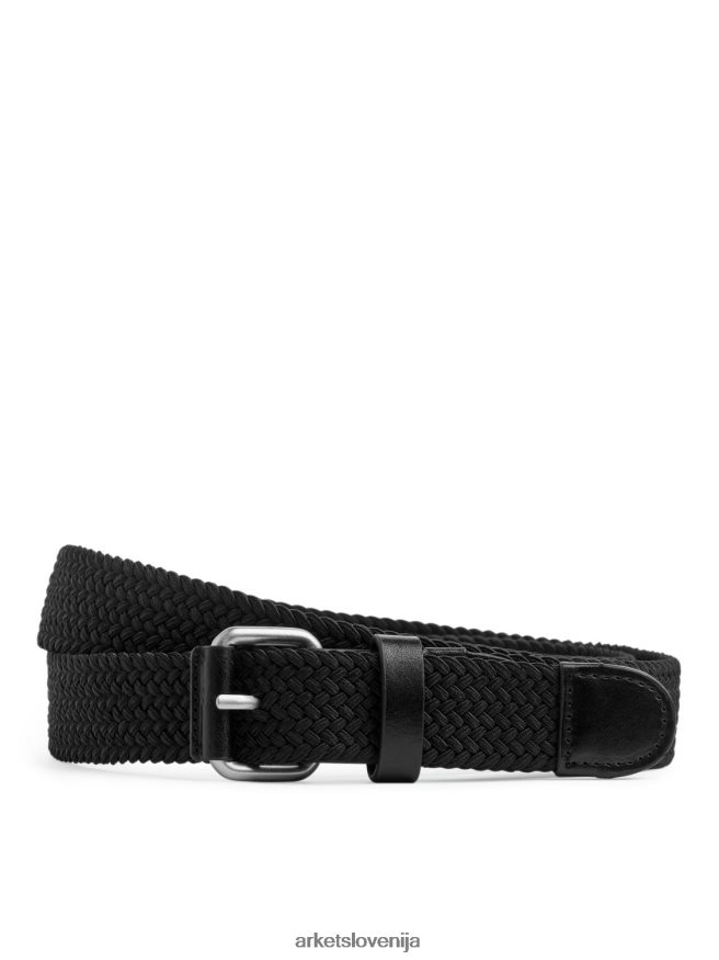 dodatki sl ARKET moški pleten usnjen pas Črna 6X02XV1332