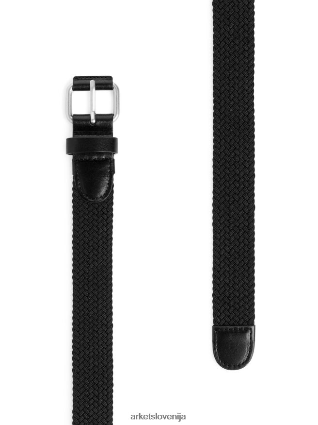dodatki sl ARKET moški pleten usnjen pas Črna 6X02XV1332