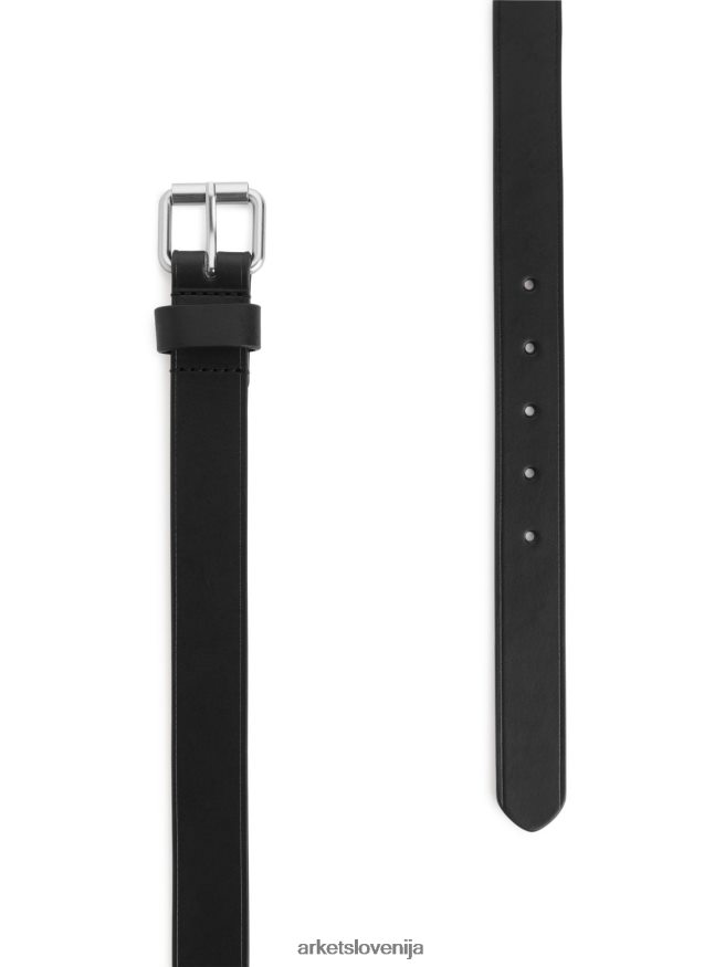 dodatki sl ARKET moški tanek usnjen pas Črna 6X02XV1328