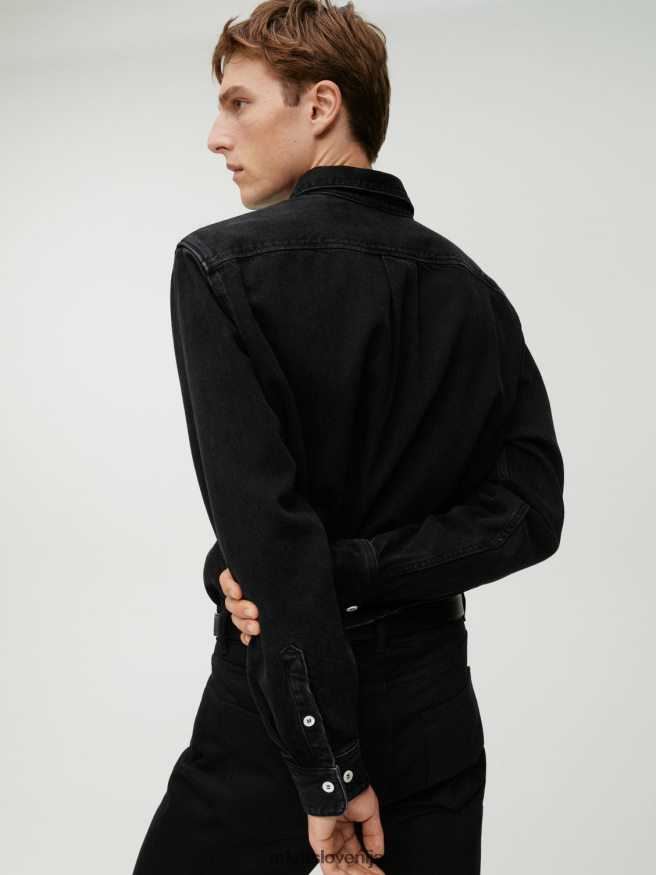 dodatki sl ARKET moški tanek usnjen pas Črna 6X02XV1328