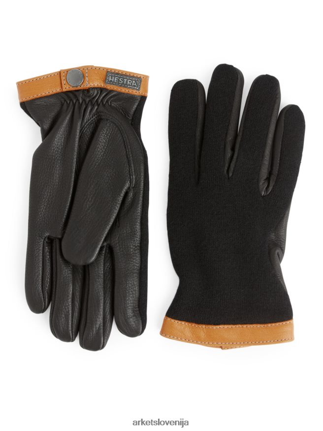 dodatki sl ARKET moški triko rokavice iz jelenje kože hestra črna/bež 6X02XV1323