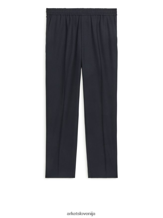 oblačila sl ARKET moški hopsack hlače z vrvico temno modra 6X02XV1090