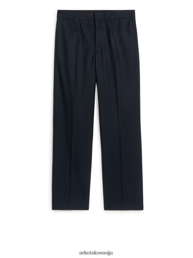 oblačila sl ARKET moški široke volnene hlače temno modra 6X02XV1084
