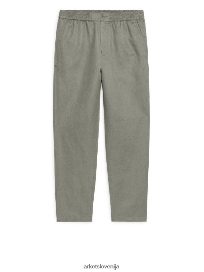 oblačila sl ARKET moški lanene hlače z vrvico kaki zelena 6X02XV1056