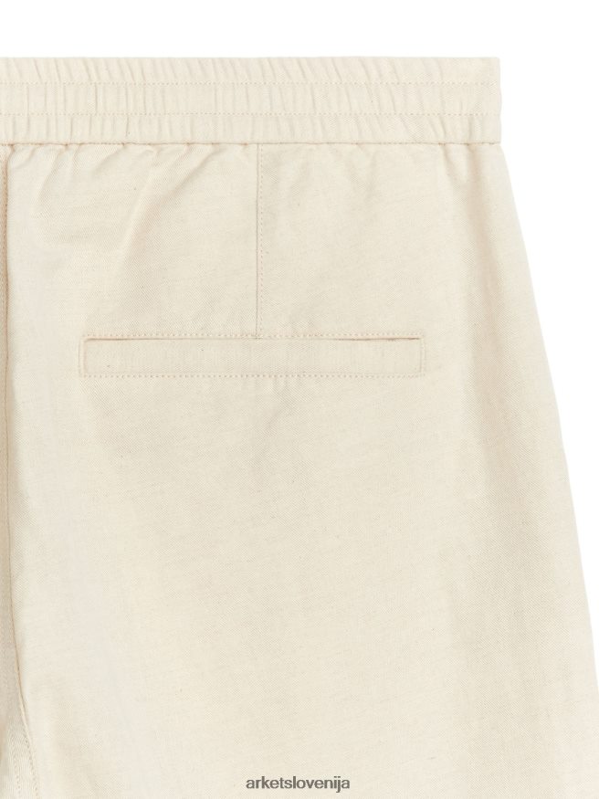 oblačila sl ARKET moški lanene hlače z vrvico svetlo bež 6X02XV1054
