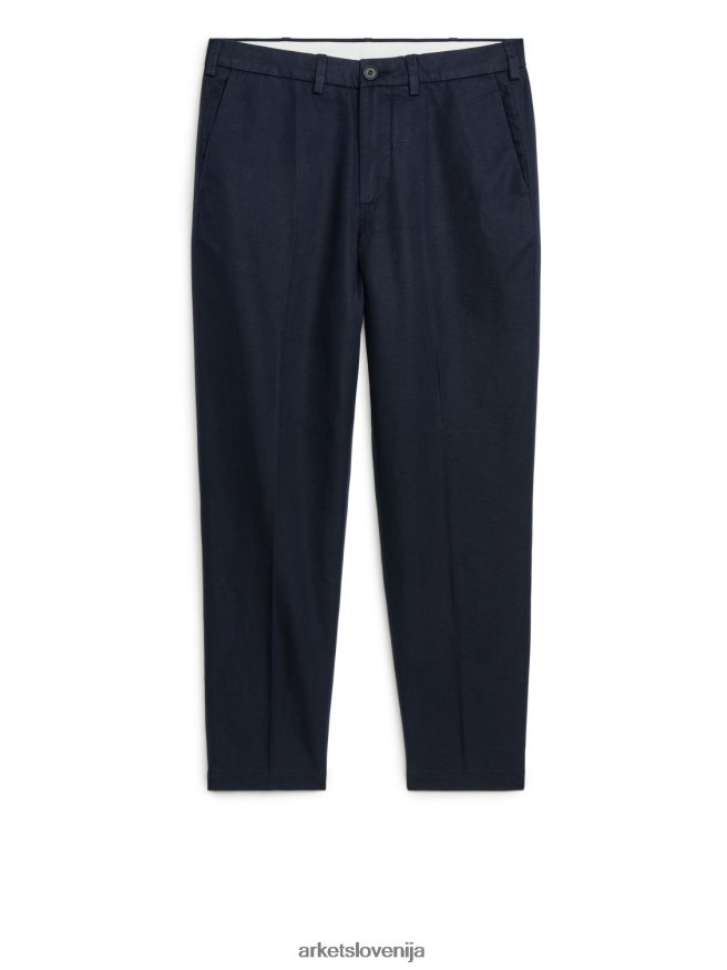 oblačila sl ARKET moški običajne skrajšane bombažno-lanene hlače temno modra 6X02XV1061