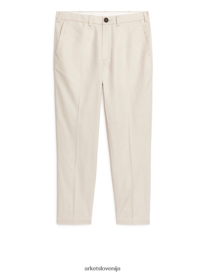 oblačila sl ARKET moški običajne skrajšane bombažno-lanene hlače umazano bela 6X02XV1060