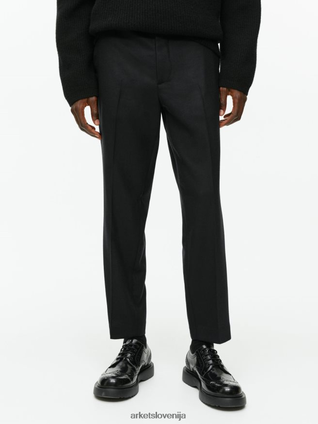 oblačila sl ARKET moški odrezane zožene volnene hlače Črna 6X02XV1087