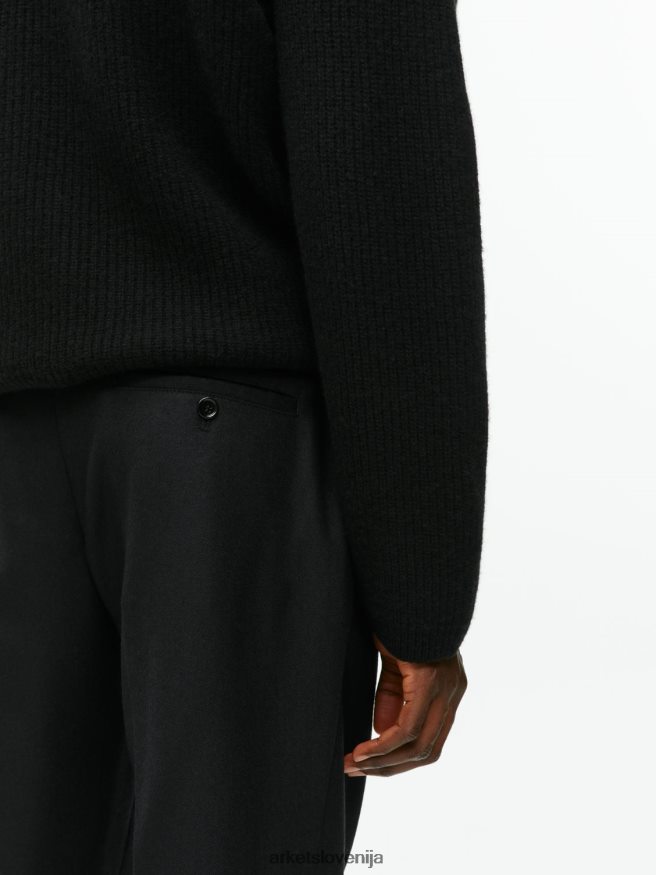 oblačila sl ARKET moški odrezane zožene volnene hlače Črna 6X02XV1087