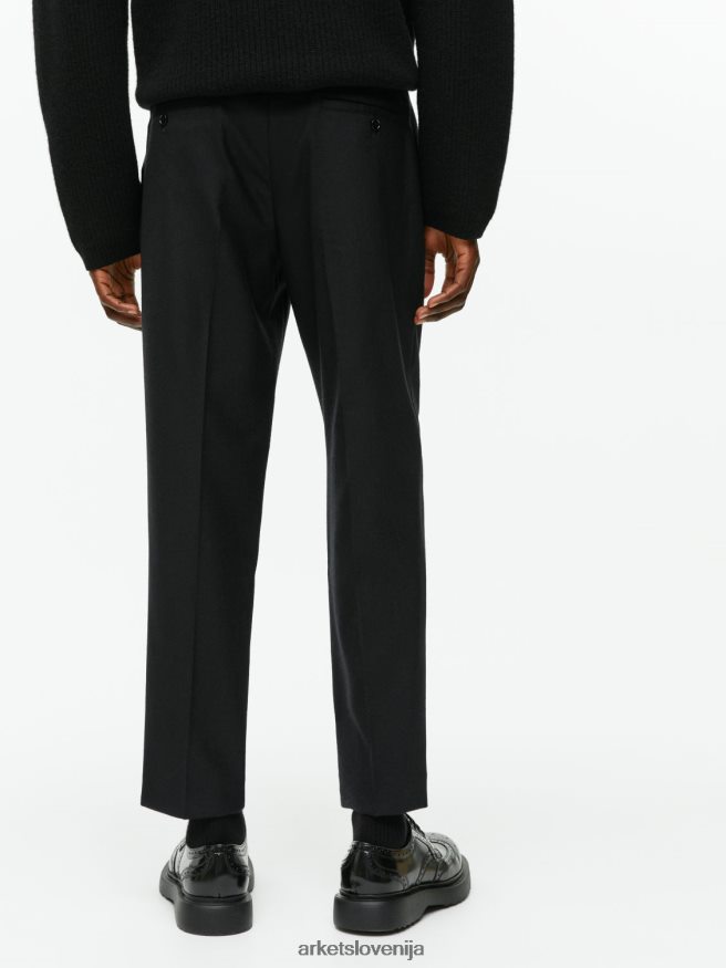 oblačila sl ARKET moški odrezane zožene volnene hlače Črna 6X02XV1087