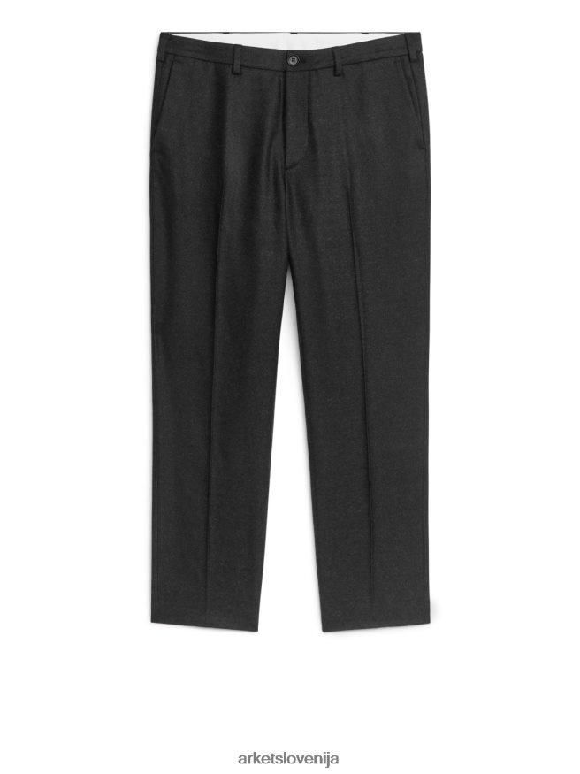 oblačila sl ARKET moški odrezane zožene volnene hlače sivi melanž 6X02XV1083