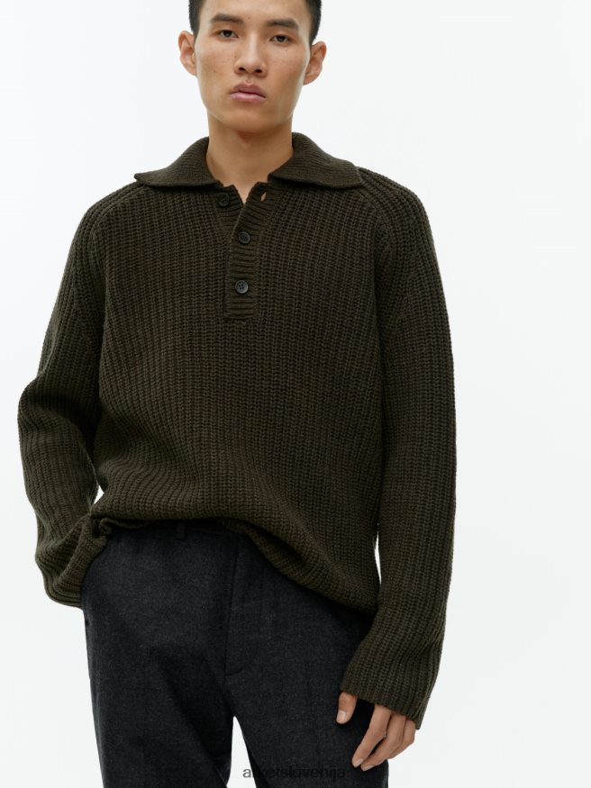 oblačila sl ARKET moški odrezane zožene volnene hlače sivi melanž 6X02XV1083