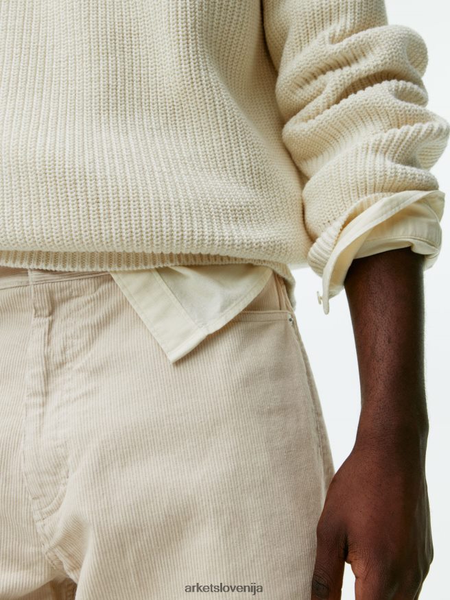 oblačila sl ARKET moški ohlapne hlače iz samleta umazano bela 6X02XV1068