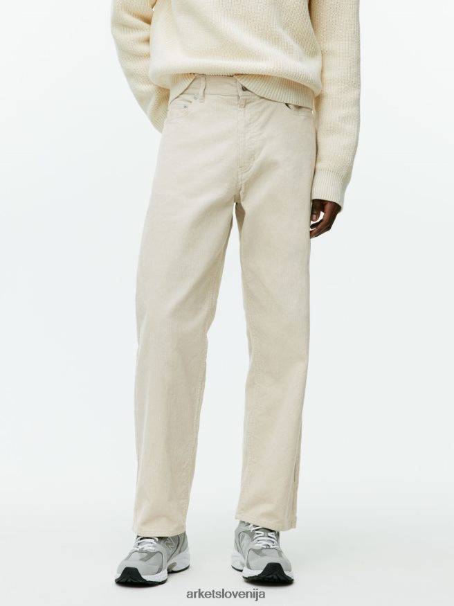 oblačila sl ARKET moški ohlapne hlače iz samleta umazano bela 6X02XV1068
