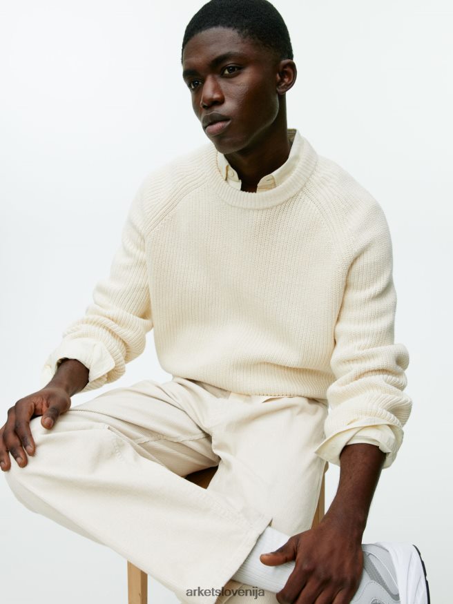 oblačila sl ARKET moški ohlapne hlače iz samleta umazano bela 6X02XV1068