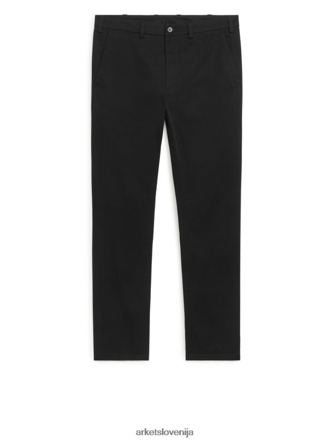 oblačila sl ARKET moški ozki bombažni chinos hlače Črna 6X02XV1070