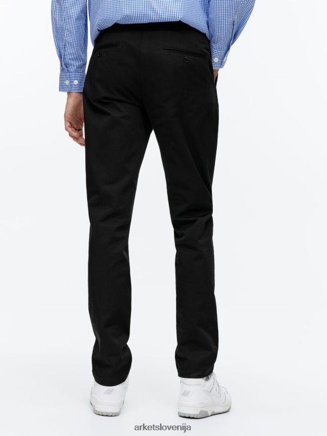 oblačila sl ARKET moški ozki bombažni chinos hlače Črna 6X02XV1070