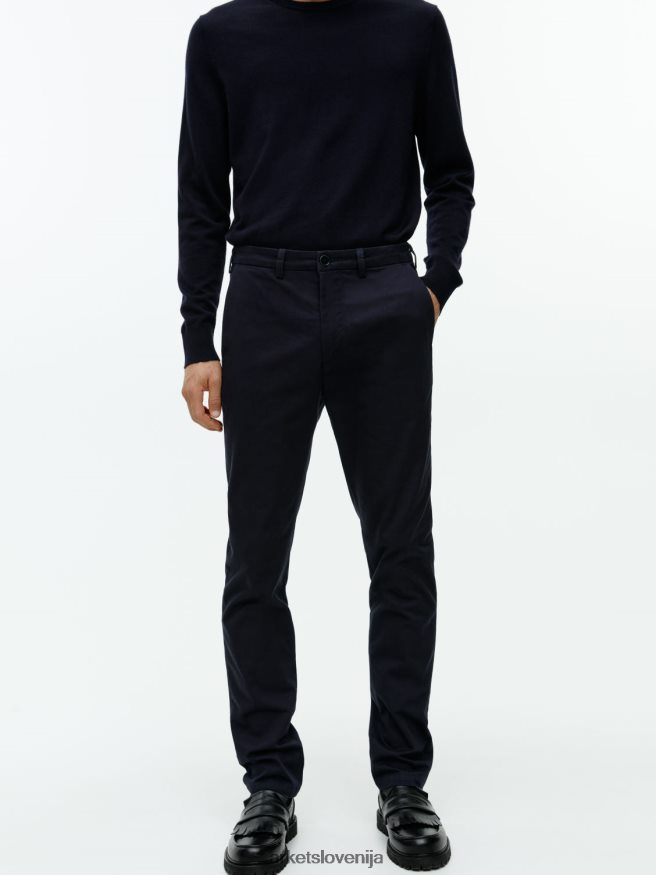 oblačila sl ARKET moški ozki bombažni chinos hlače temno modra 6X02XV1069