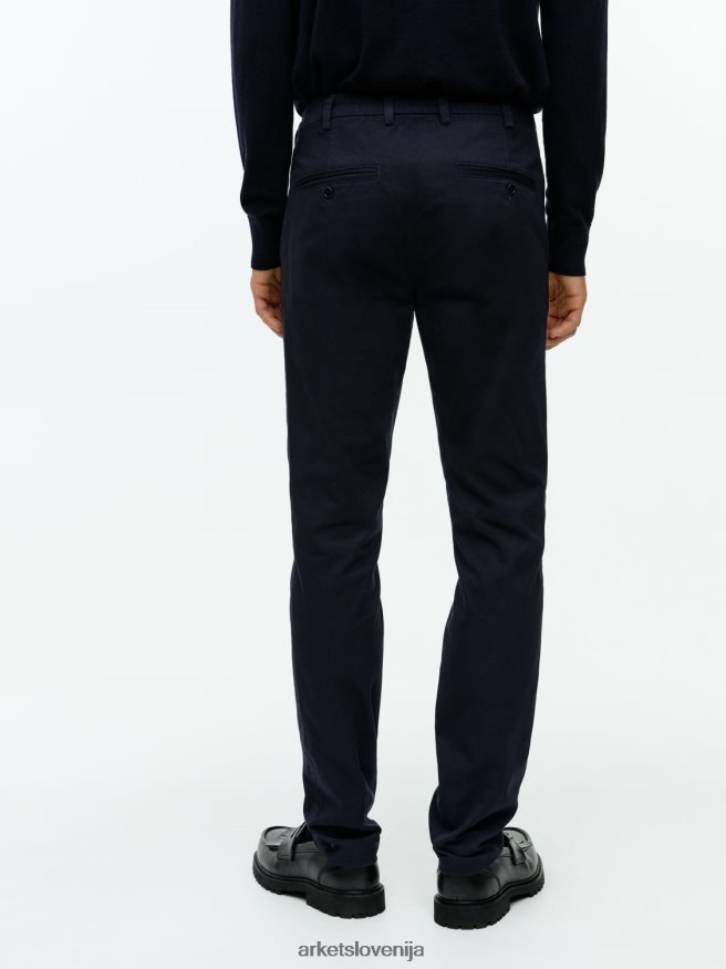 oblačila sl ARKET moški ozki bombažni chinos hlače temno modra 6X02XV1069