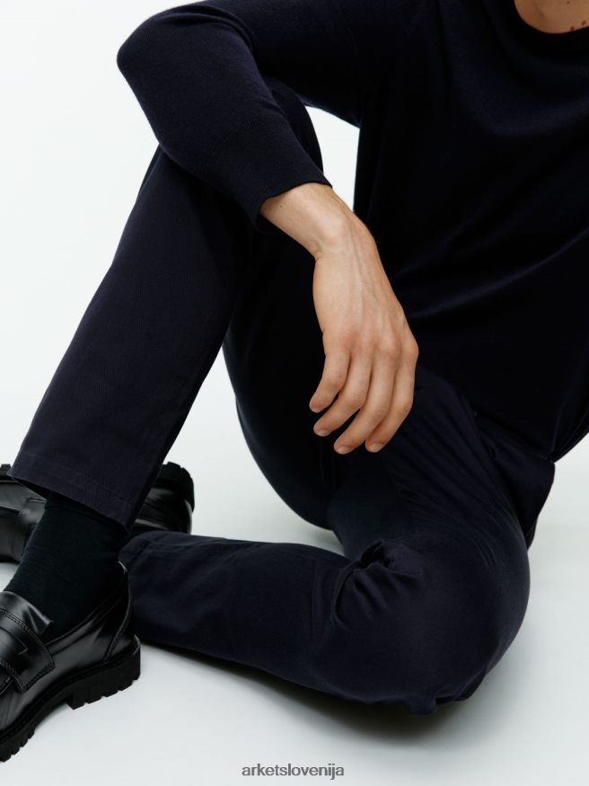 oblačila sl ARKET moški ozki bombažni chinos hlače temno modra 6X02XV1069