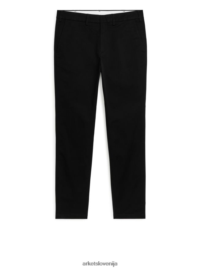 oblačila sl ARKET moški ozki raztegljivi chinos hlače Črna 6X02XV1085
