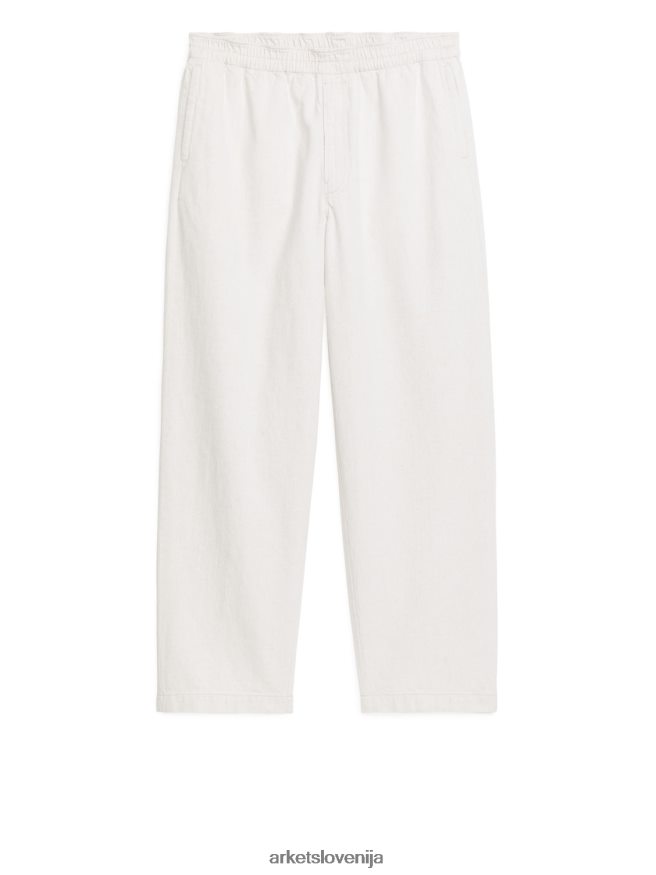 oblačila sl ARKET moški sproščene bombažne lanene hlače umazano bela 6X02XV1059