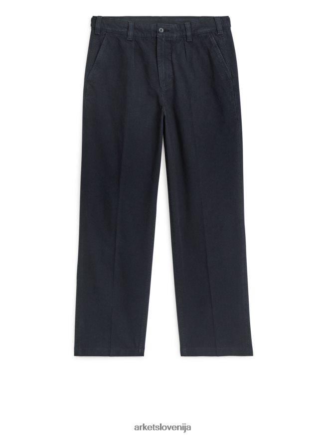 oblačila sl ARKET moški uporabne hlače iz bombažnega platna temno modra 6X02XV1065