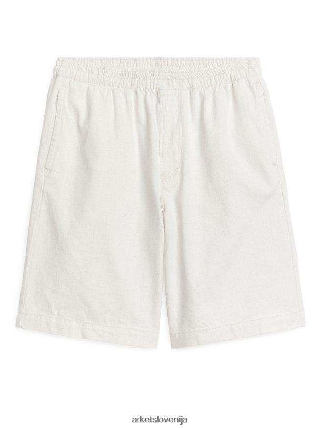 oblačila sl ARKET moški bombažne lanene kratke hlače z vrvico umazano bela 6X02XV1120