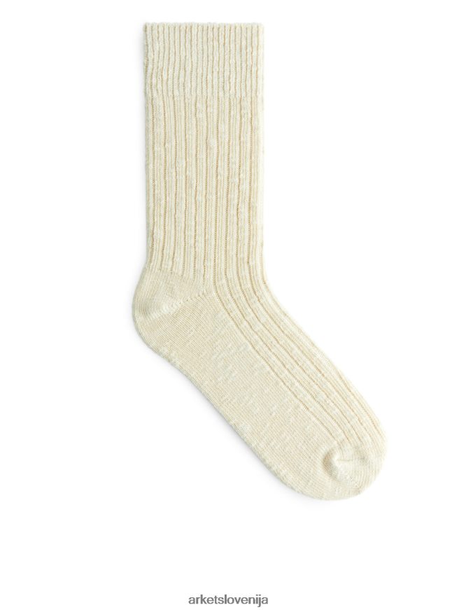 oblačila sl ARKET moški debele pletene nogavice umazano bela 6X02XV579