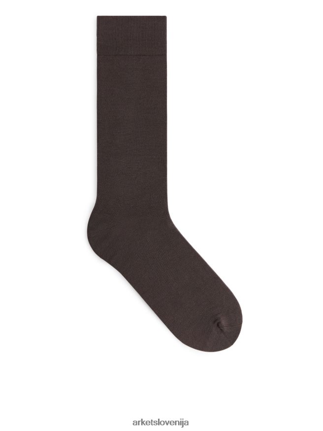 oblačila sl ARKET moški mercerizirane bombažne enobarvne nogavice temno rjava 6X02XV1245