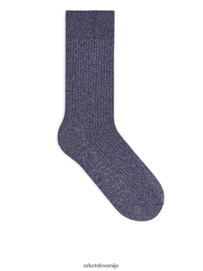 oblačila sl ARKET moški supima bombažne rebraste nogavice modra 6X02XV1244