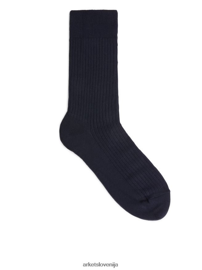 oblačila sl ARKET moški supima bombažne rebraste nogavice temno modra 6X02XV1242