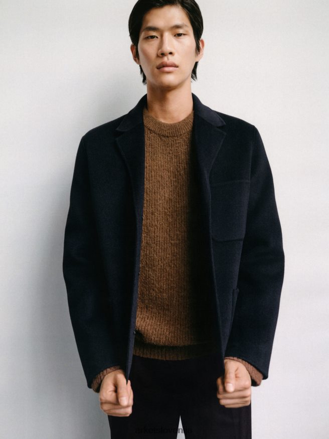 oblačila sl ARKET moški dvostranski volneni blazer temno modra 6X02XV1149