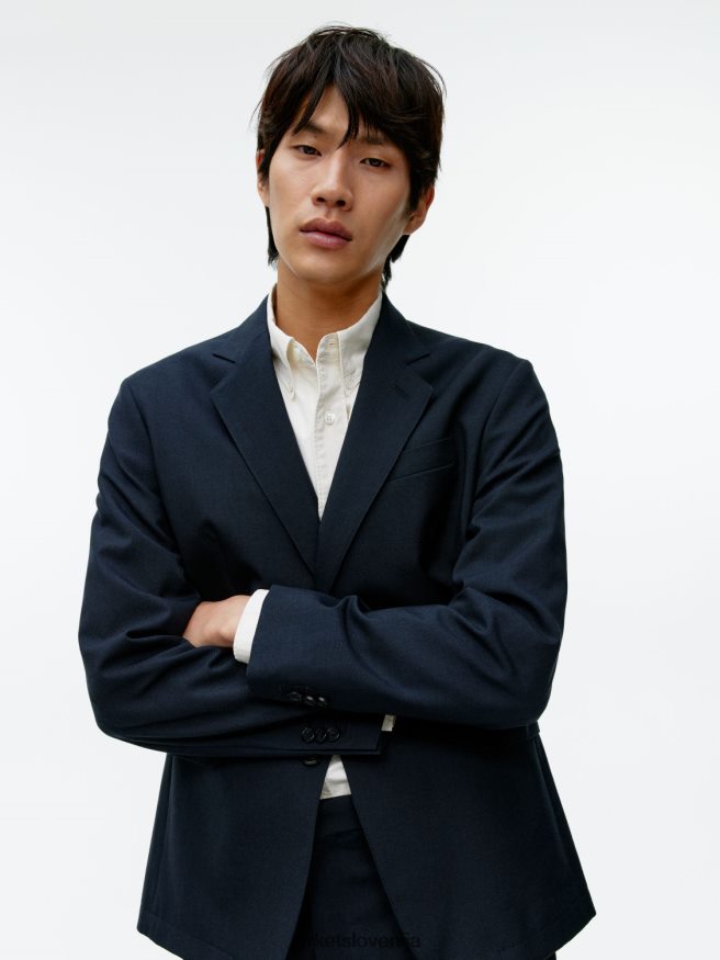 oblačila sl ARKET moški moderen blazer hopsack temno modra 6X02XV1150