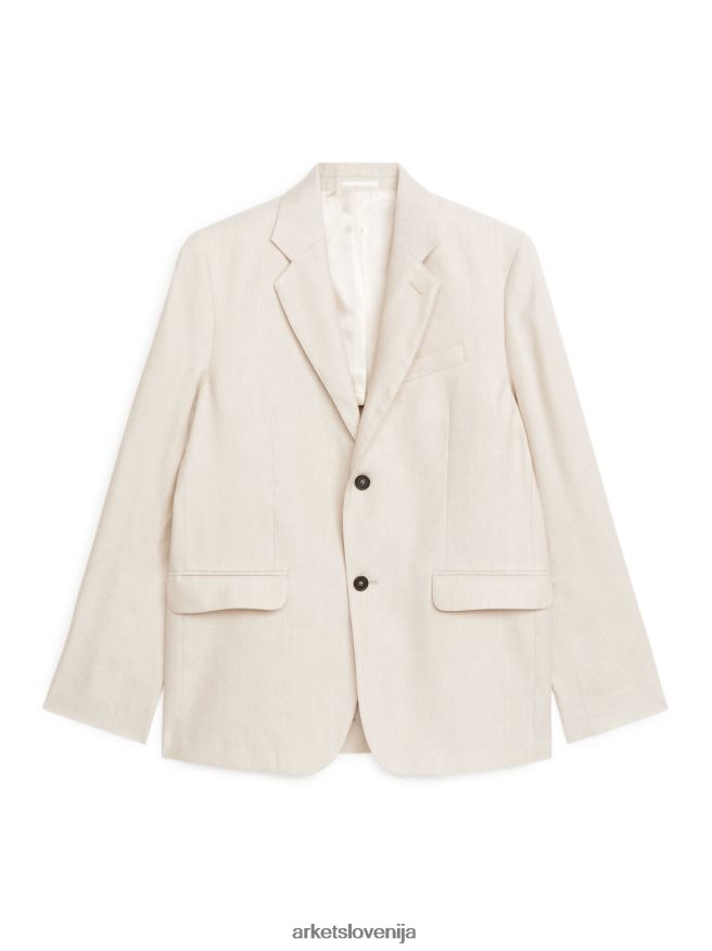 oblačila sl ARKET moški moderen blazer iz konoplje in bombaža svetlo bež 6X02XV1153