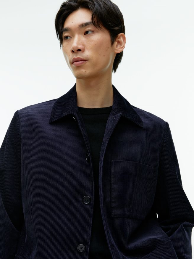 oblačila sl ARKET moški velvet jakna temno modra 6X02XV1168