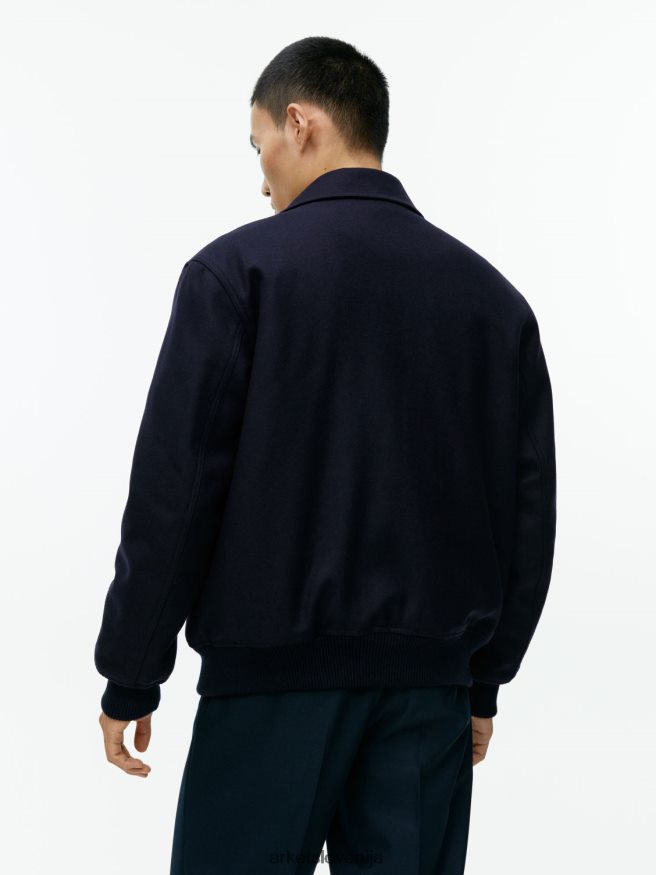 oblačila sl ARKET moški volnena univerzitetna jakna temno modra 6X02XV1167