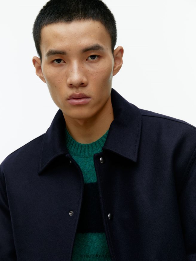 oblačila sl ARKET moški volnena univerzitetna jakna temno modra 6X02XV1167