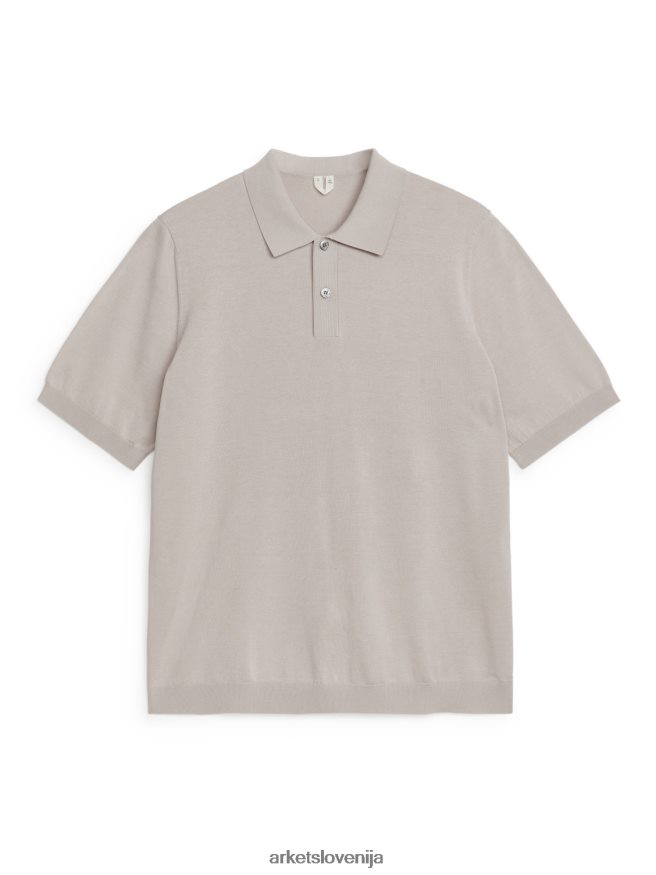 oblačila sl ARKET moški bombažna svilena polo majica prašno bež 6X02XV1045