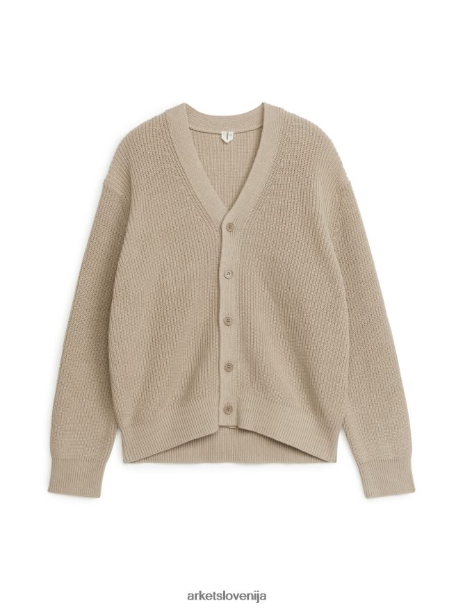 oblačila sl ARKET moški bombažno-lanena pletena jopica bež 6X02XV1173
