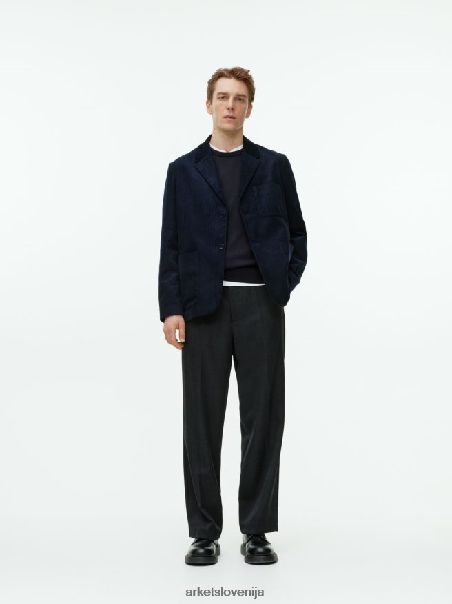 oblačila sl ARKET moški fino pleten merino pulover temno modra 6X02XV1195