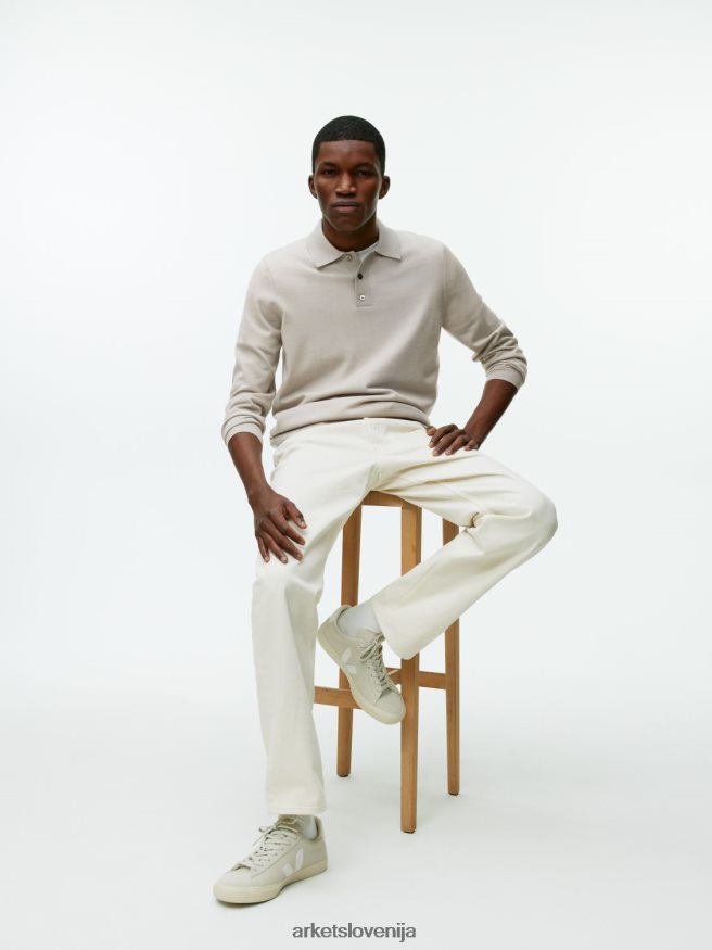 oblačila sl ARKET moški merino polo pulover svetlo mol 6X02XV1048