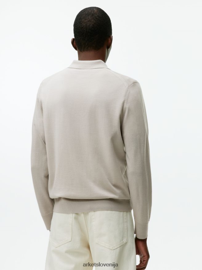 oblačila sl ARKET moški merino polo pulover svetlo mol 6X02XV1048