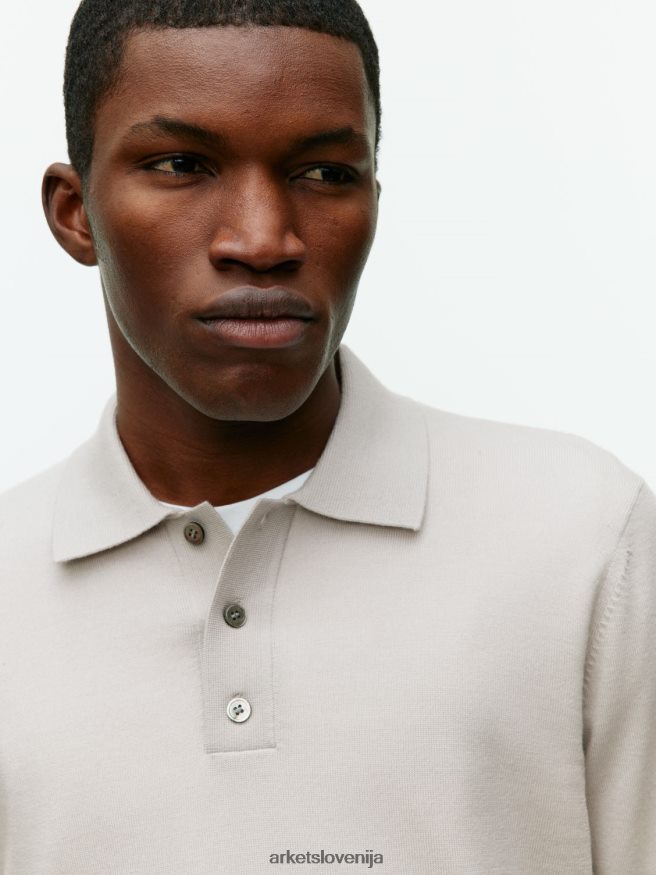 oblačila sl ARKET moški merino polo pulover svetlo mol 6X02XV1048