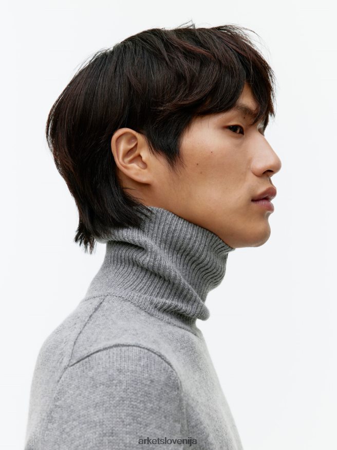 oblačila sl ARKET moški merino pulover z ovratnikom siva 6X02XV1194